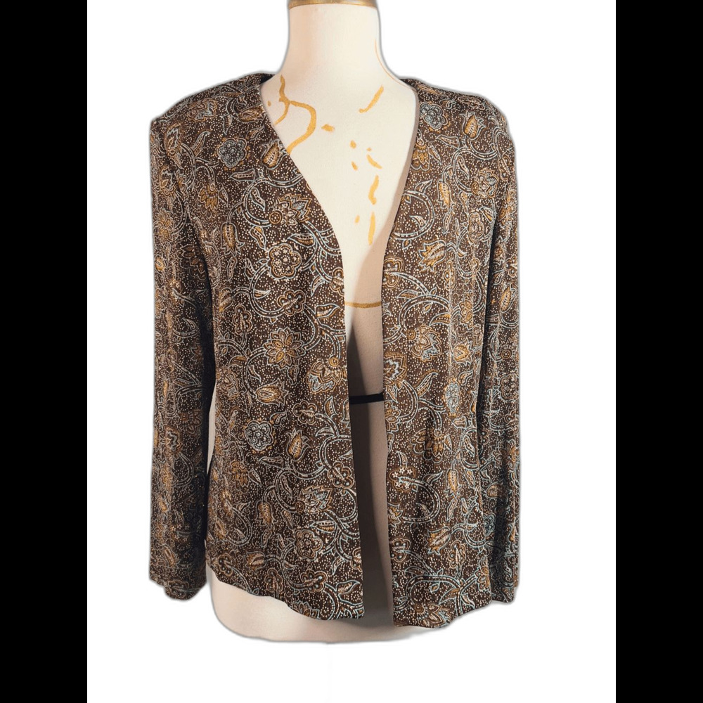 Alex Evenings Blazer Size 14 VTG 80's Paisley Sparkly Glam Statement Piece